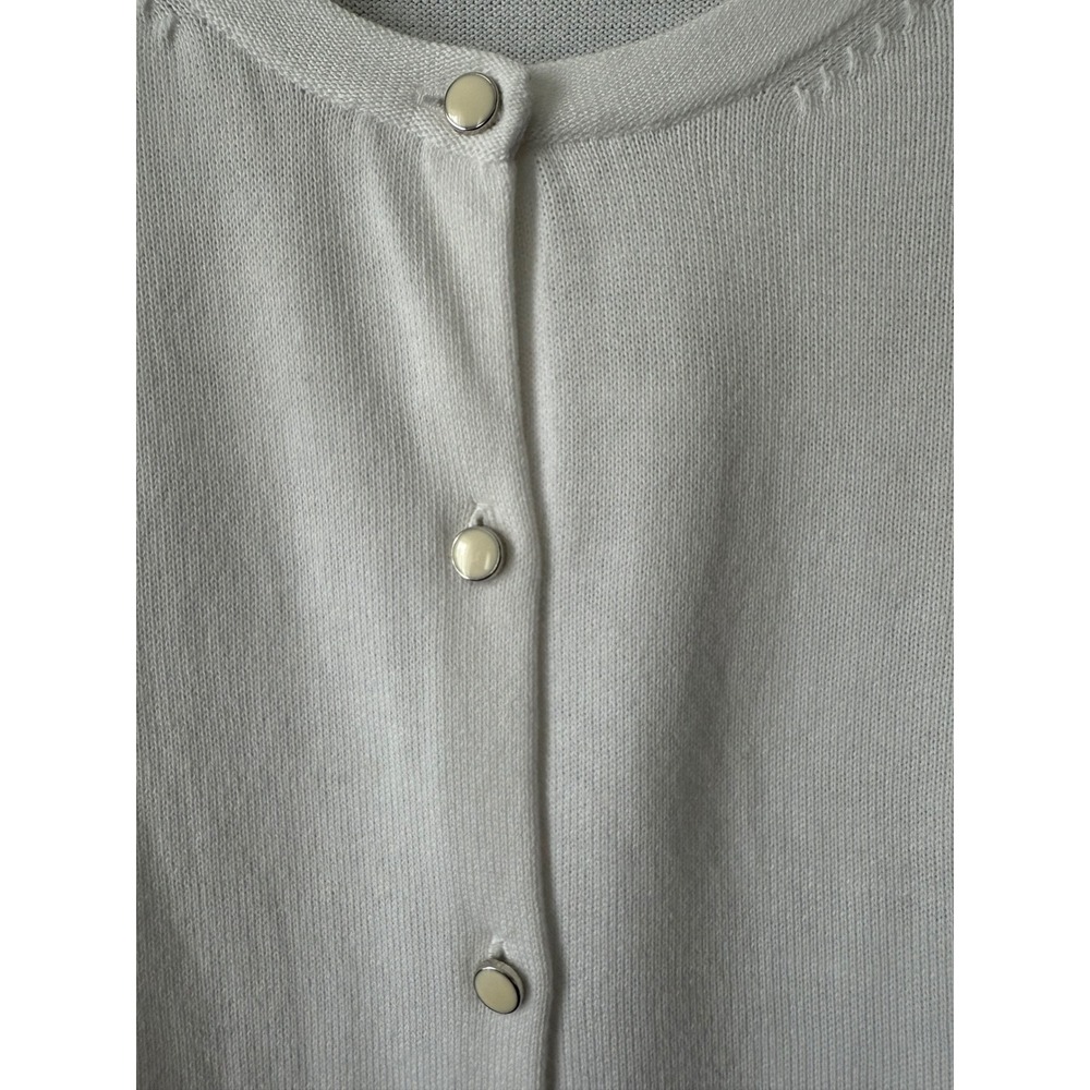 NWT Women's Coldwater Creek White Cotton Classic Cardigan 3/4 Sleeves Size XLarg - Picture 7 of 11
